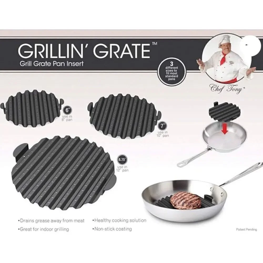 Chef Tony Greaseless Griller Indoor Skillet Pan Frying Healthy Cooking